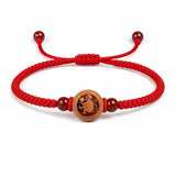 Peachwood Chinese Zodiac Bracelet — Red String Good Luck Charm for Your Sign Tibet Art