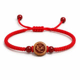 Peachwood Chinese Zodiac Bracelet — Red String Good Luck Charm for Your Sign Tibet Art
