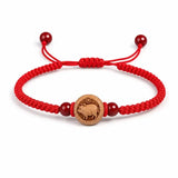 Peachwood Chinese Zodiac Bracelet — Red String Good Luck Charm for Your Sign Tibet Art