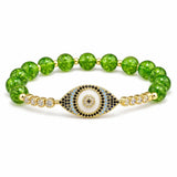 Evil Eye Bracelet - Natural Peridot Tibet Art