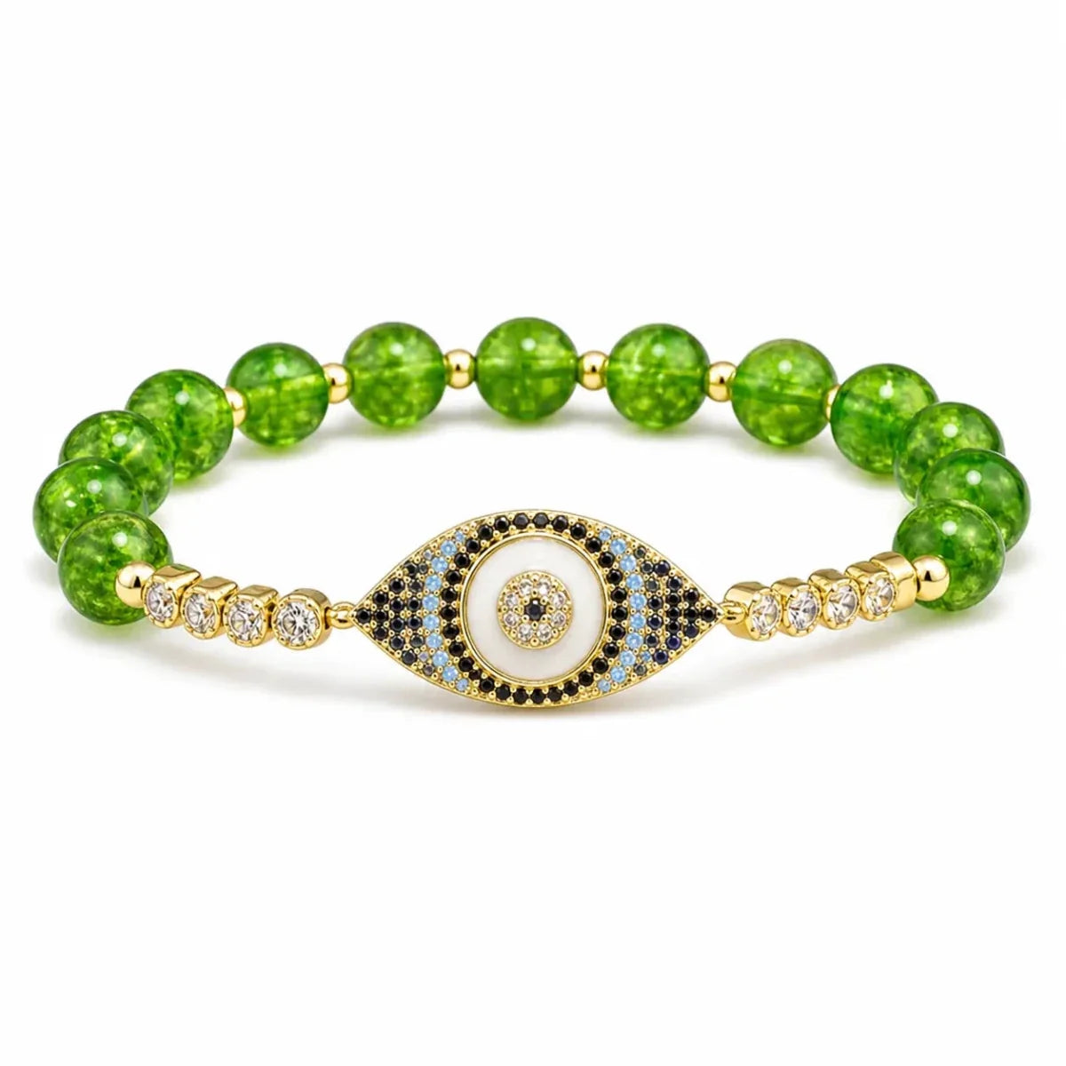 Evil Eye Bracelet - Natural Peridot Tibet Art