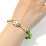 Evil Eye Bracelet - Natural Peridot - Tibet Art