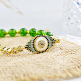 Evil Eye Bracelet - Natural Peridot - Tibet Art