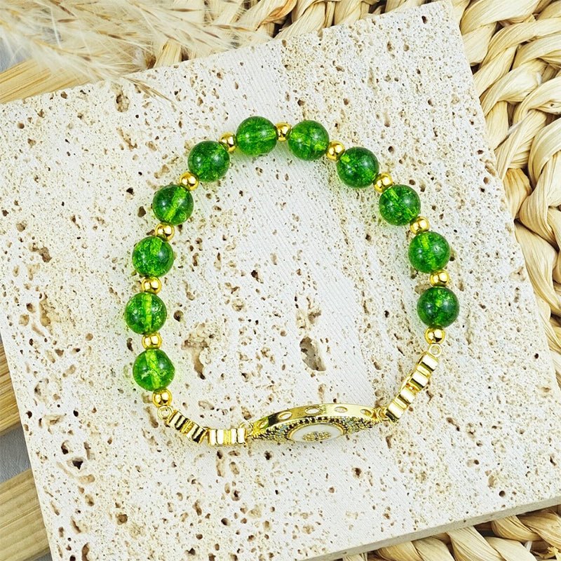 Evil Eye Bracelet - Natural Peridot - Tibet Art