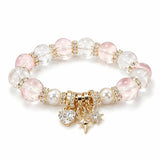 Rose Quartz Gourd Bead Bracelet — Natural Crystal Charm for Love & Good Fortune - Starlight GlitterTibet Art