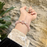 Pink Crystal Peach Blossom Bracelet — Chinese-Style Charm Strand for Love & Good Fortune Tibet Art