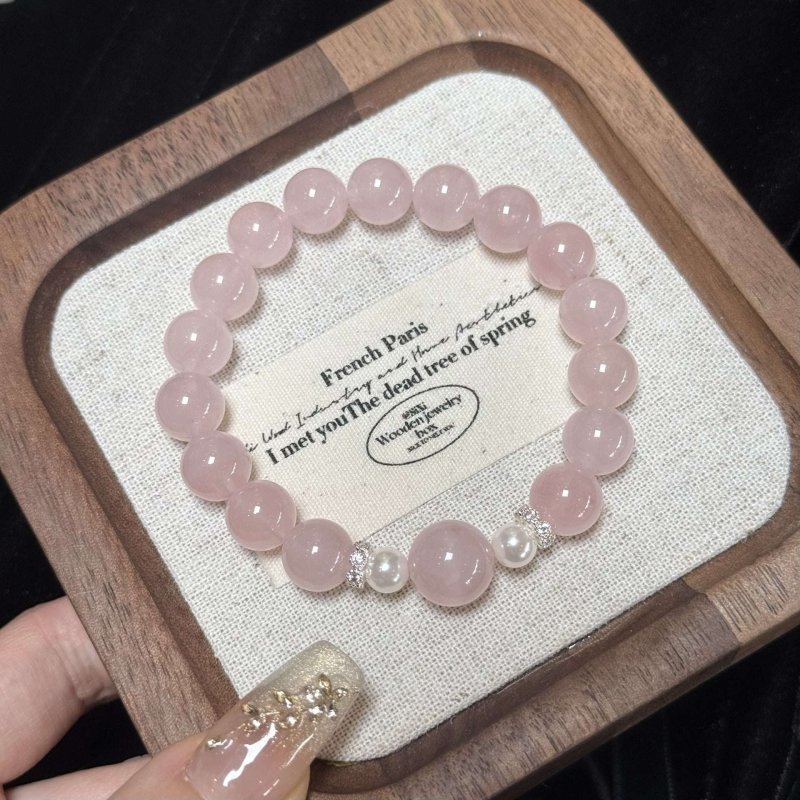 Pink Crystal Peach Blossom Bracelet — Chinese-Style Charm Strand for Love & Good Fortune Tibet Art