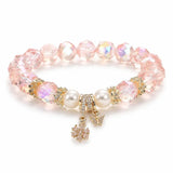 Rose Quartz Pearl & Butterfly Bracelet — Delicate Charm Bead Strand fo Tibet Art