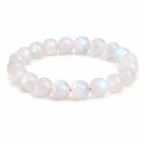 Natural Moonstone Bead Bracelet — Blue, Pink, White & Silver, 5A Grade - Pink MoonstoneTibet Art