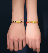 Pixiu Bracelet - Feng Shui Wealth Bracelet with Red & Black Cord for Luck & Prosperity - Tibet Art