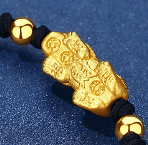 Pixiu Bracelet - Feng Shui Wealth Bracelet with Red & Black Cord for Luck & Prosperity - Tibet Art