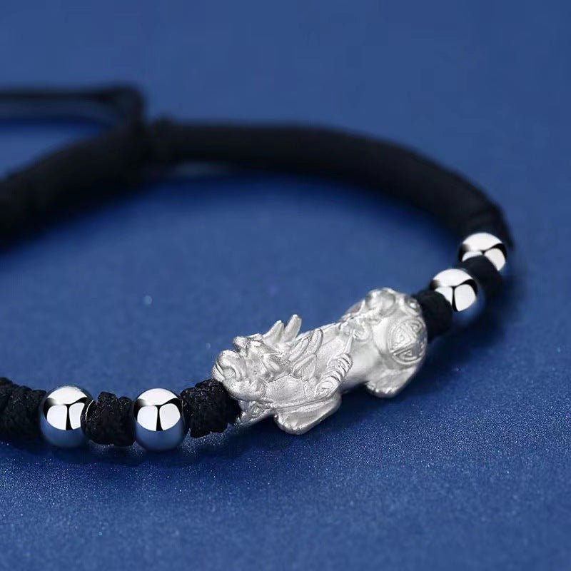 Pixiu Bracelet - Feng Shui Wealth Bracelet with Red & Black Cord for Luck & Prosperity - Tibet Art