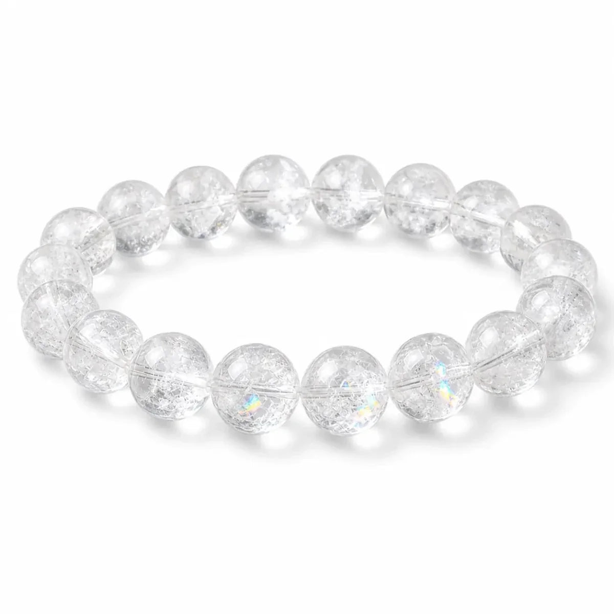 Azeztulite Clear Quartz Bracelet — Bright Beads with a Rainbow Flash Tibet Art