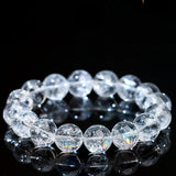 Azeztulite Clear Quartz Bracelet — Bright Beads with a Rainbow Flash - 7–7.7mm Single Strand (Approx. 24 Beads)Tibet Art