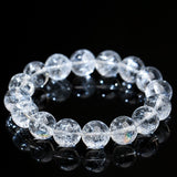 Azeztulite Clear Quartz Bracelet — Bright Beads with a Rainbow Flash - 7–7.7mm Single Strand (Approx. 24 Beads)Tibet Art