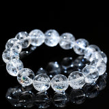 Azeztulite Clear Quartz Bracelet — Bright Beads with a Rainbow Flash - 7–7.7mm Single Strand (Approx. 24 Beads)Tibet Art