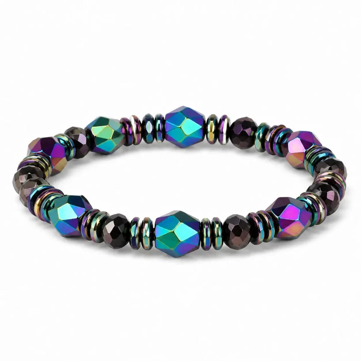 Hematite Bracelet - Rainbow Magnetic Hematite Tibet Art