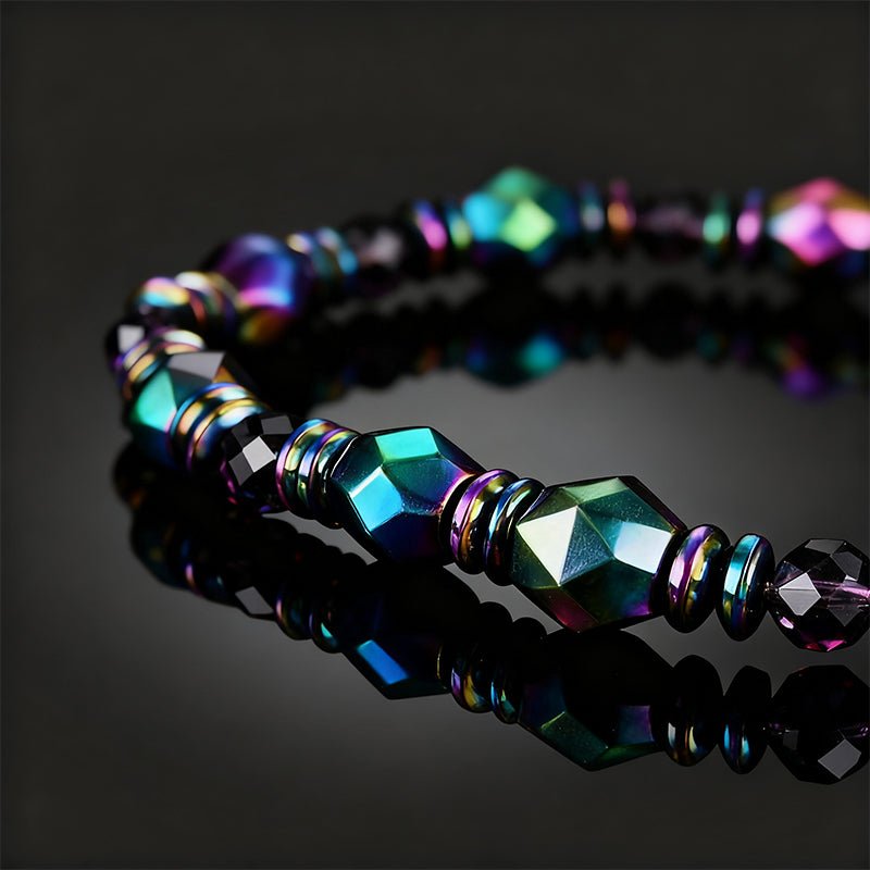 Hematite Bracelet - Rainbow Magnetic Hematite - Tibet Art