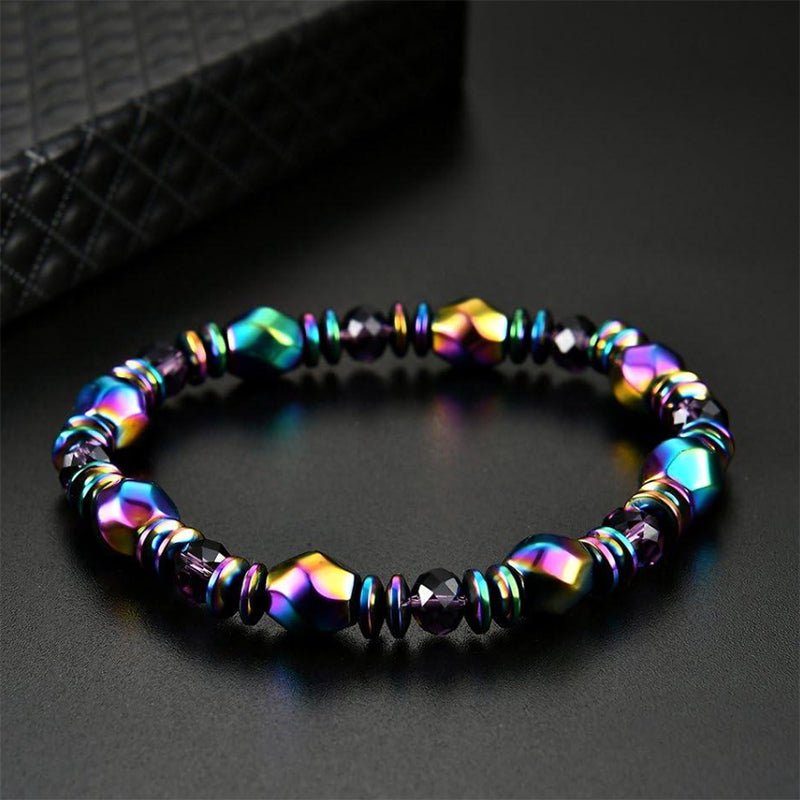 Hematite Bracelet - Rainbow Magnetic Hematite - Tibet Art