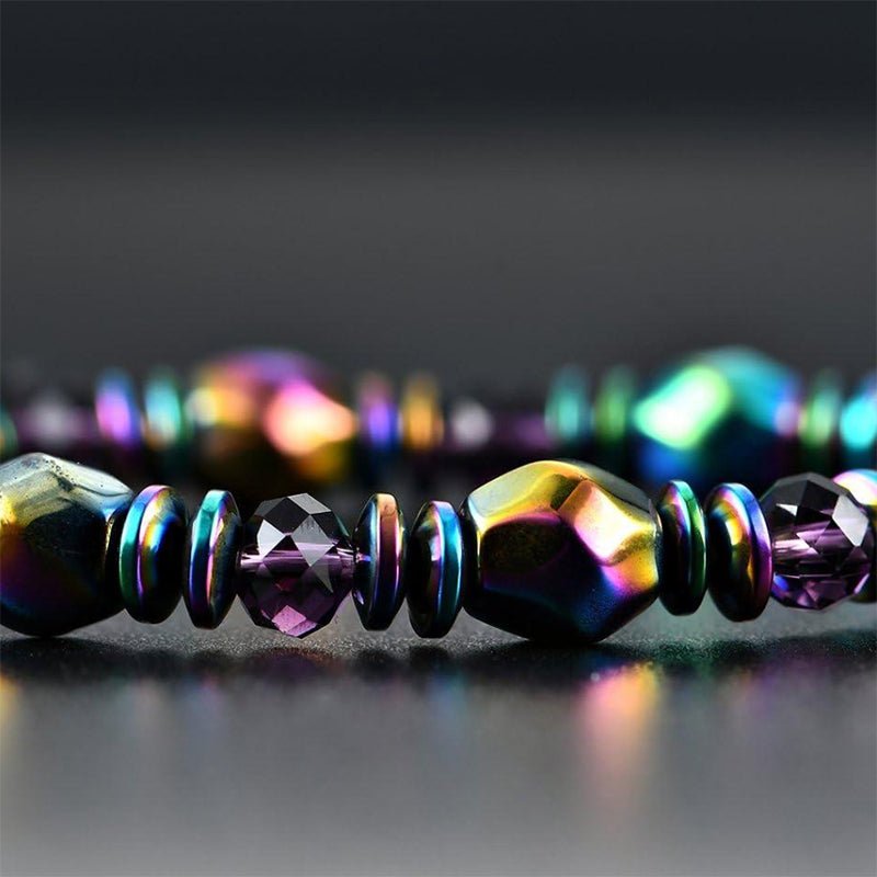 Hematite Bracelet - Rainbow Magnetic Hematite - Tibet Art