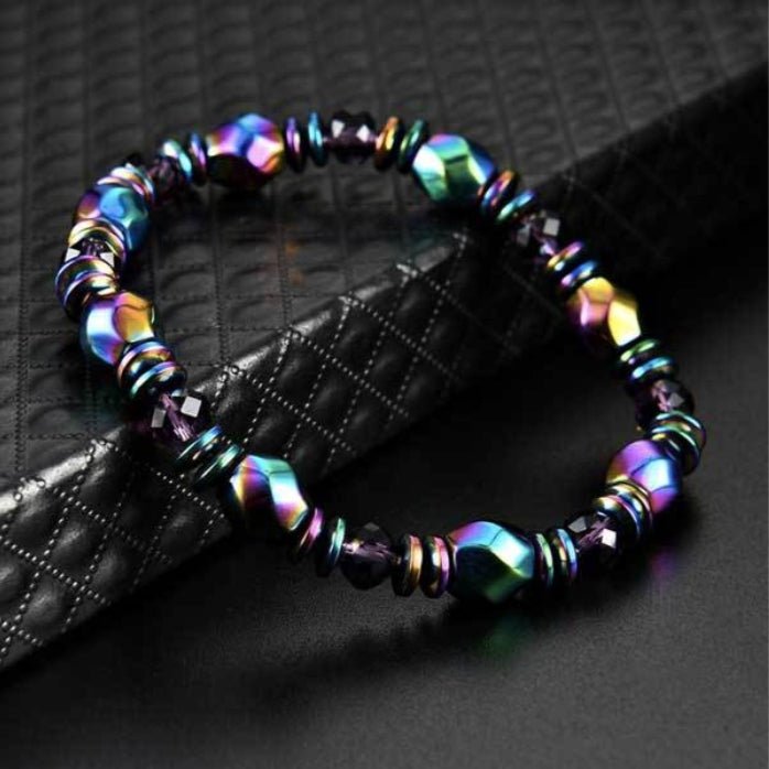 Hematite Bracelet - Rainbow Magnetic Hematite - Tibet Art