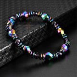 Hematite Bracelet - Rainbow Magnetic Hematite - Tibet Art