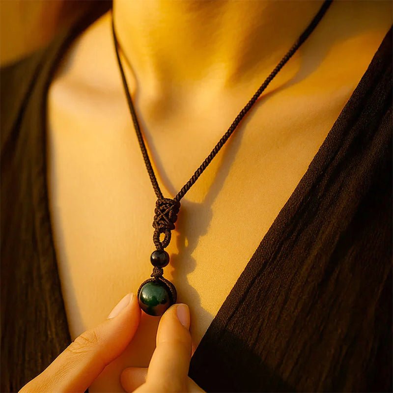 Obsidian Necklace - Rainbow Obsidian - Tibet Art
