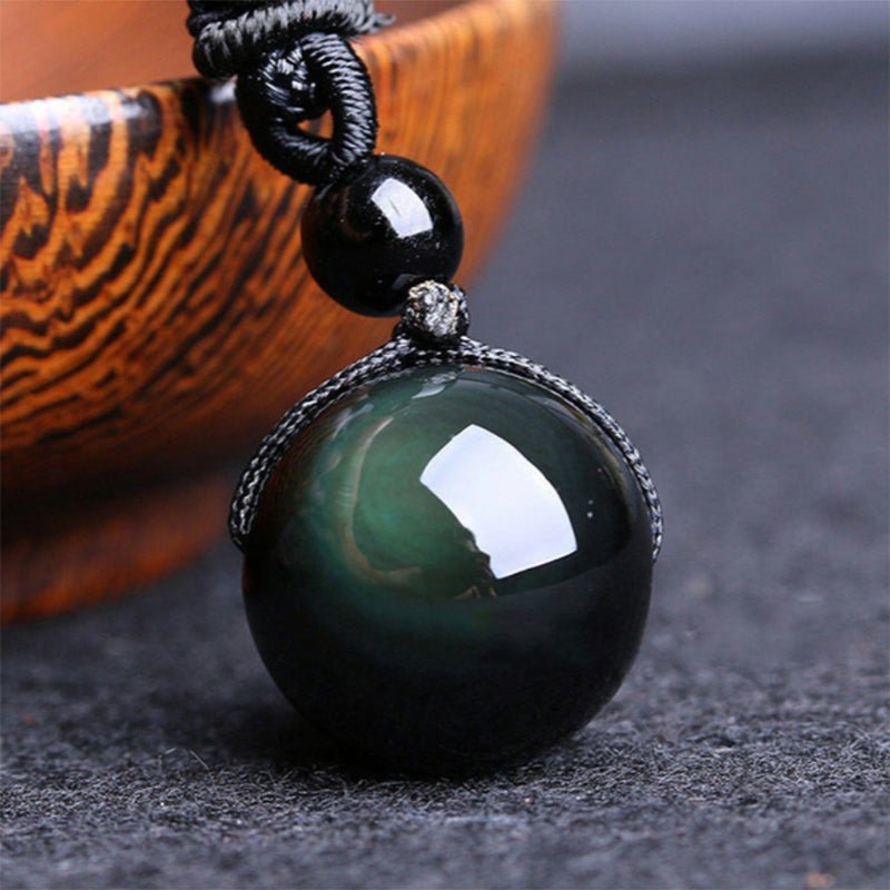 Obsidian Necklace - Rainbow Obsidian - Tibet Art