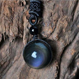 Obsidian Necklace - Rainbow Obsidian - Tibet Art