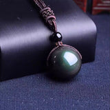 Obsidian Necklace - Rainbow Obsidian - Tibet Art