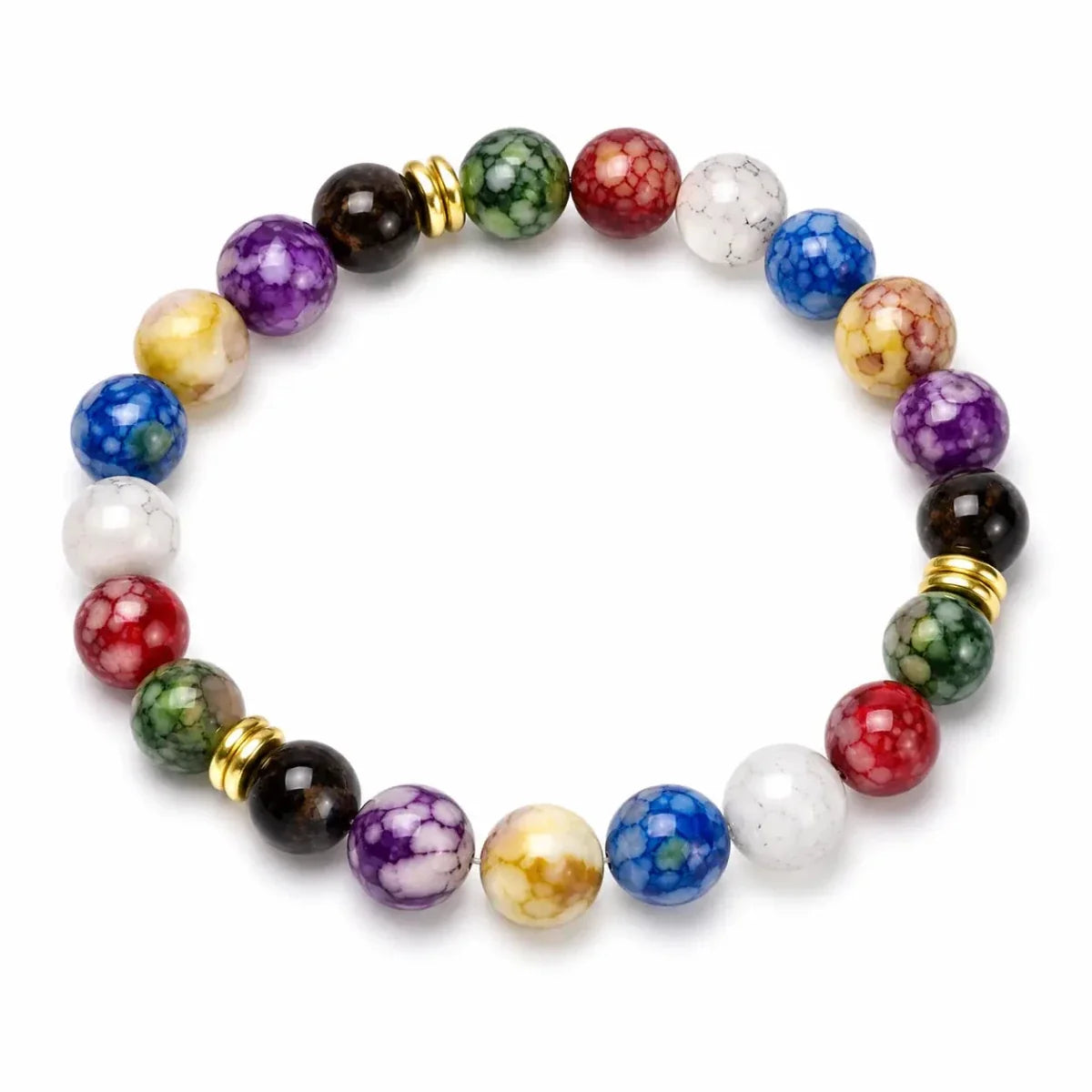 Rainbow Resin Yoga Bracelet — 8mm Chakra Beads for Daily Wear Tibet Art