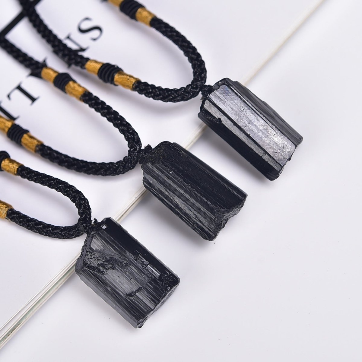 Raw Black Tourmaline Crystal Pendant — Unpolished, Unfiltered - Black Tourmaline PendantTibet Art