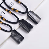 Raw Black Tourmaline Crystal Pendant — Unpolished, Unfiltered - Black Tourmaline PendantTibet Art