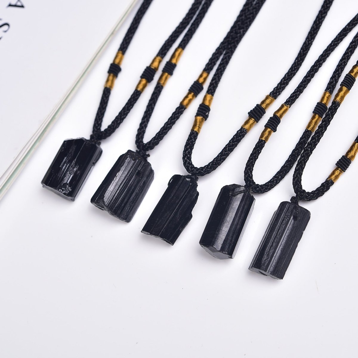 Raw Black Tourmaline Crystal Pendant — Unpolished, Unfiltered - Black Tourmaline PendantTibet Art