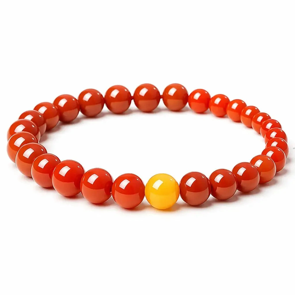 South Red Agate & Amber Bead Bracelet — Tiny Beads, Warm and Steady Tibet Art