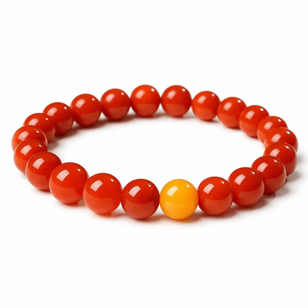 South Red Agate & Amber Bead Bracelet — Tiny Beads, Warm and Steady Tibet Art