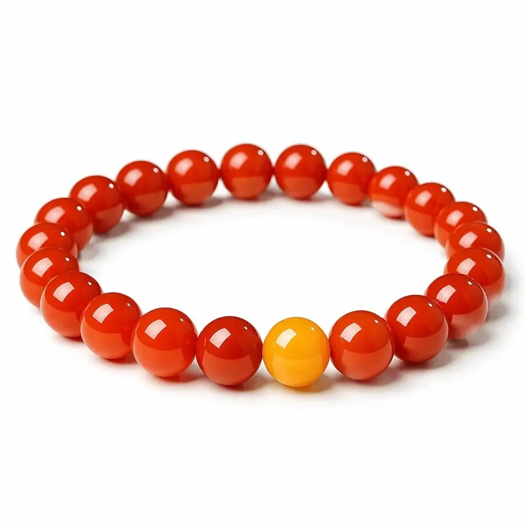 South Red Agate & Amber Bead Bracelet — Tiny Beads, Warm and Steady Tibet Art