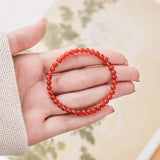 Red Agate Plain Bead Bracelet — The Clean Red Circle, Nothing Added - 3mm Plain Beads14cmTibet Art