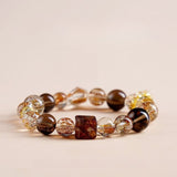 Black Gold Super Seven Crystal Bracelet — Premium Rutilated Quartz - Red Phantom Sugar CubeTibet Art