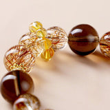 Black Gold Super Seven Crystal Bracelet — Premium Rutilated Quartz - Red Phantom Sugar CubeTibet Art