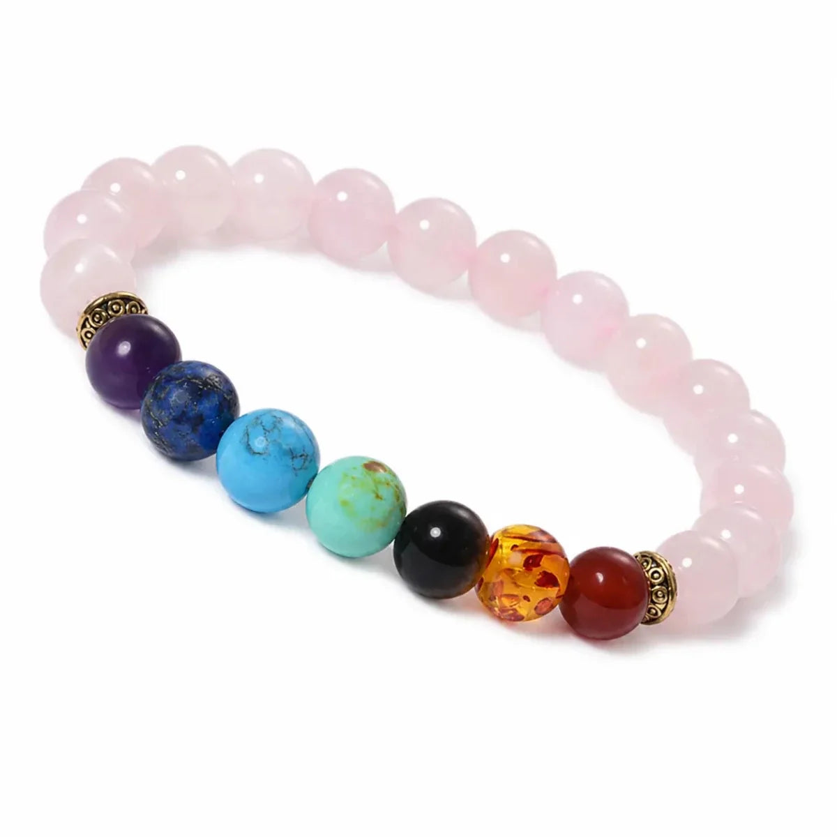 7 Chakra Bead Bracelet — One Stone for Every Center That Needs Reminding - Rose QuartzTibet Art