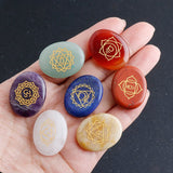 7-Chakra Rune Stone Set — Engraved Agate for Meditation & Energy Work - Large Round Disc (7 pcs)Tibet Art