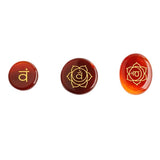7-Chakra Rune Stone Set — Engraved Agate for Meditation & Energy Work - Large Round Disc (7 pcs)Tibet Art