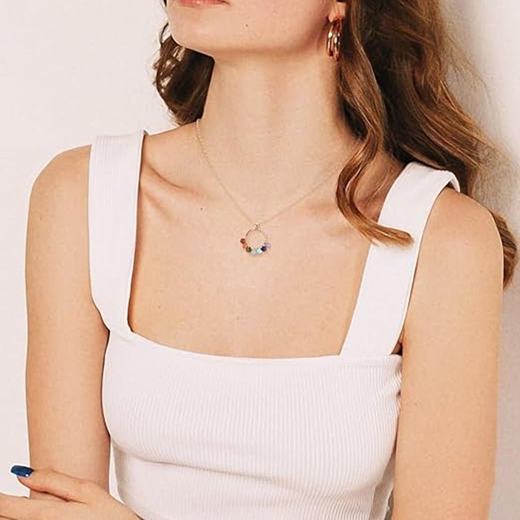 Multi-Stone Crystal Necklace — Seven Colors Worn Close to the Heart - Multi-ColorTibet Art