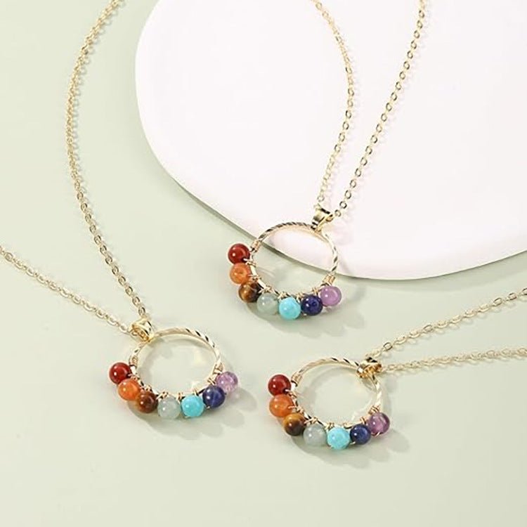 Multi-Stone Crystal Necklace — Seven Colors Worn Close to the Heart - Multi-ColorTibet Art