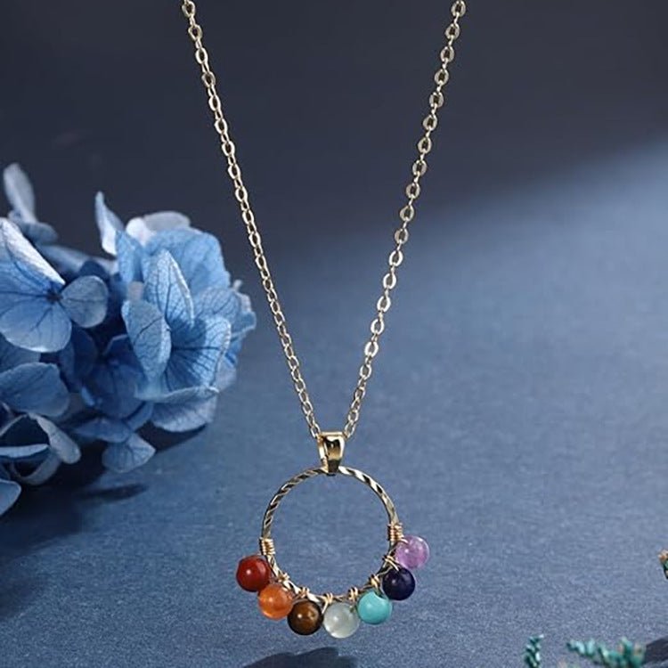 Multi-Stone Crystal Necklace — Seven Colors Worn Close to the Heart - Multi-ColorTibet Art