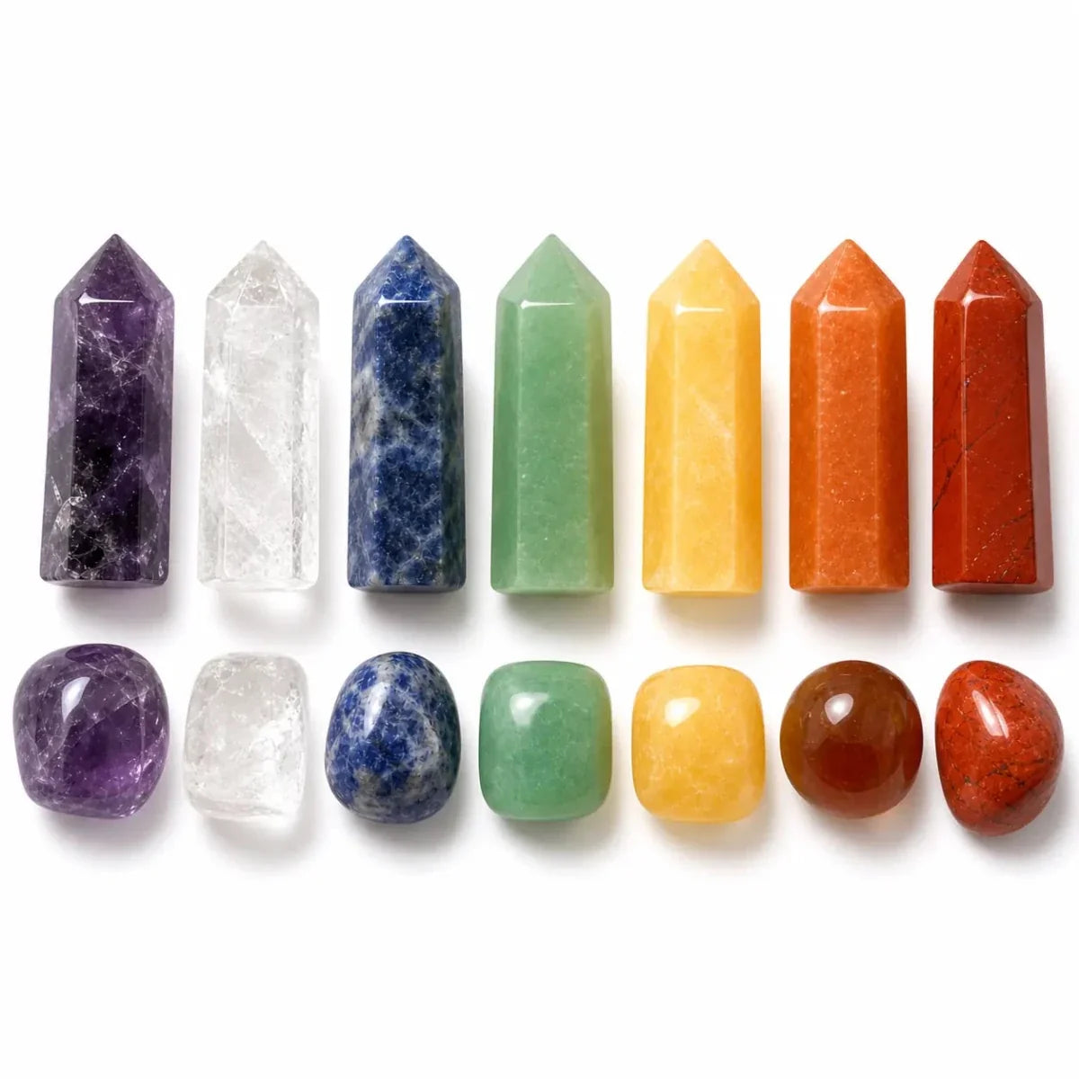 Natural Crystal Point Set — Seven Raw Stones for Desk, Shelf, or Stillness Tibet Art