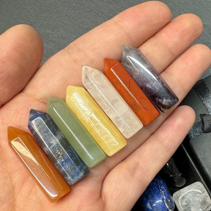 Natural Crystal Point Set — Seven Raw Stones for Desk, Shelf, or Stillness - Complete SetTibet Art