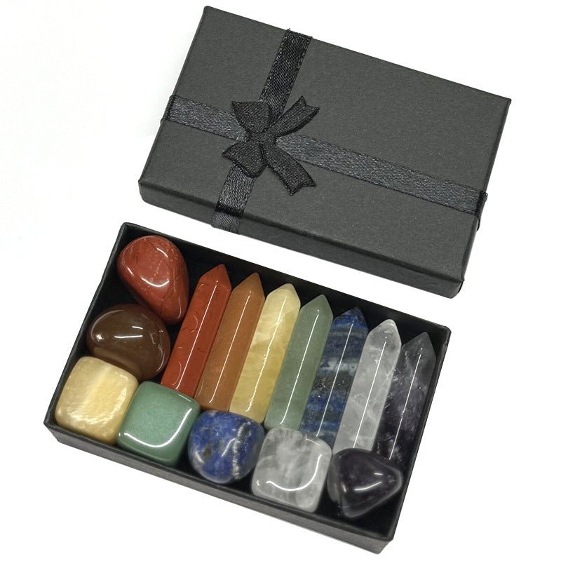 Natural Crystal Point Set — Seven Raw Stones for Desk, Shelf, or Stillness - Complete SetTibet Art