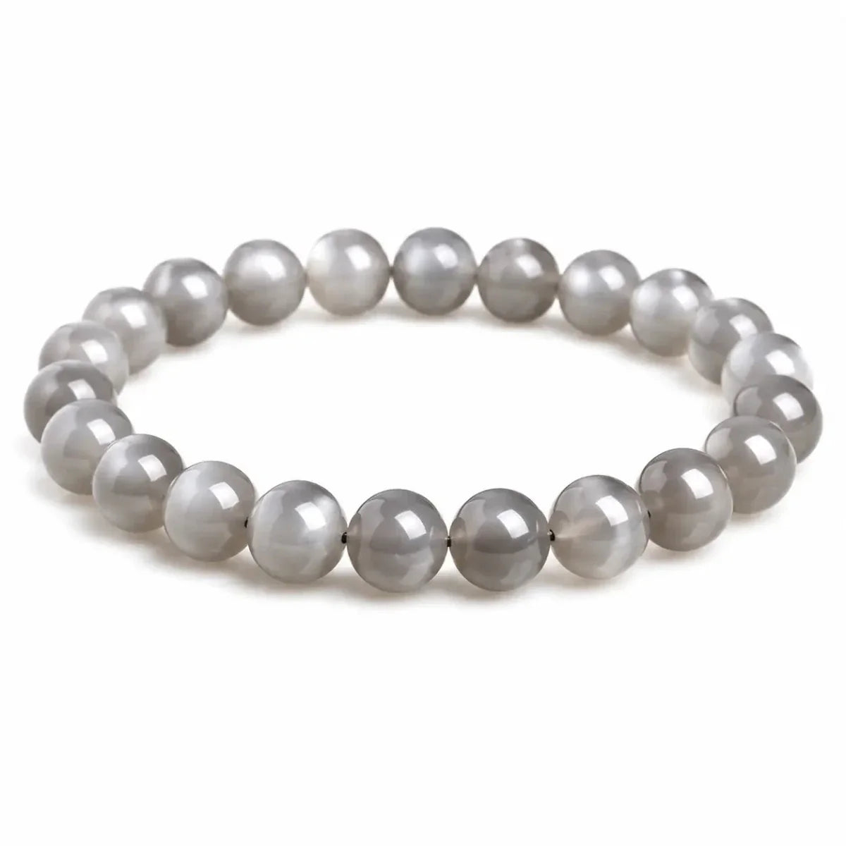 Natural Moonstone Bead Bracelet — Blue, Pink, White & Silver, 5A Grade - Silver MoonstoneTibet Art